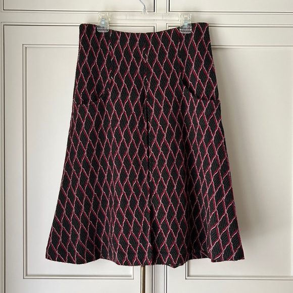 DVF Diane von Furstenberg Jacquard Inverted Pleat A-Line Printed Knit Skirt 2 - Picture 3 of 8